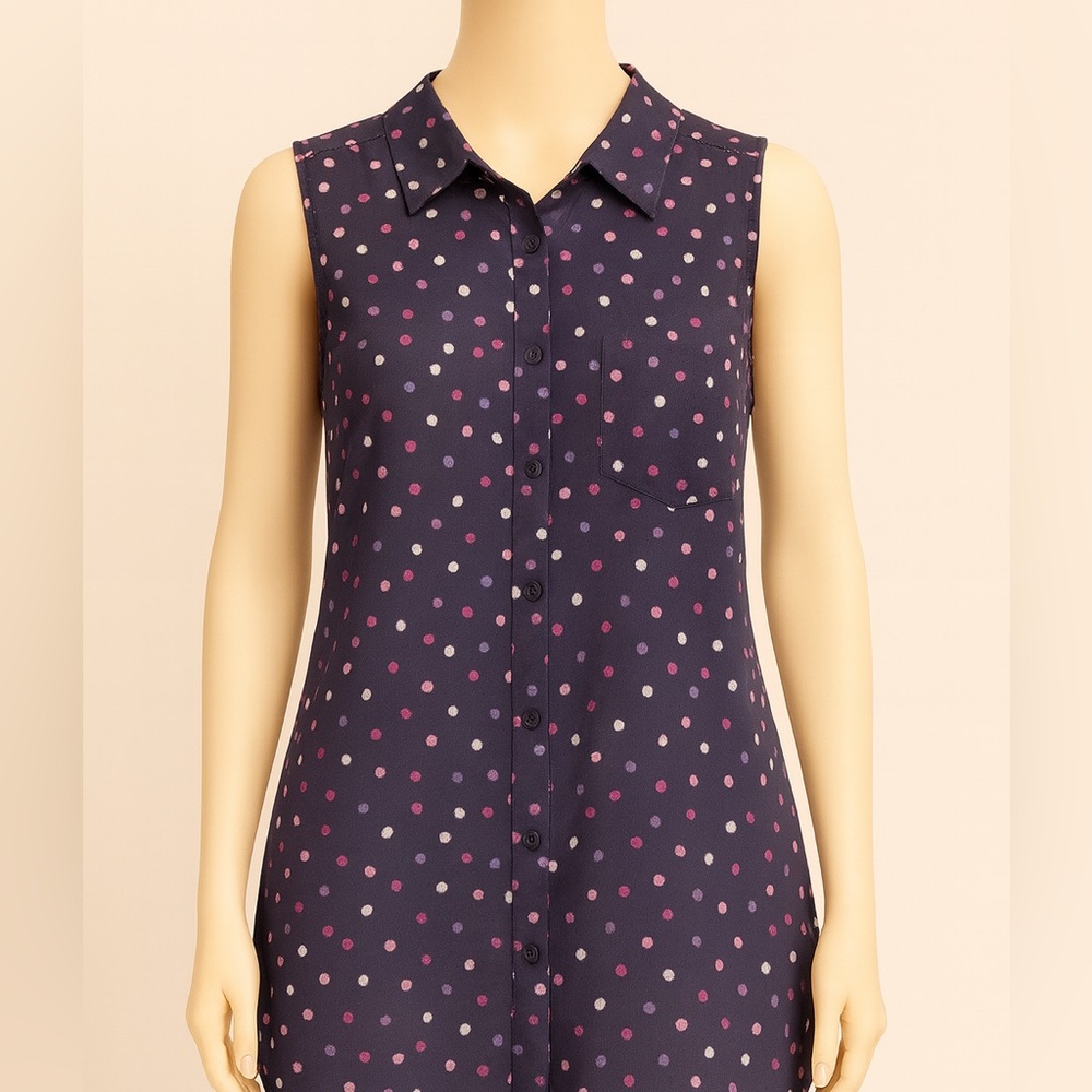 Attention Purple Polka Dot Sleeveless Blouse